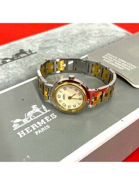 Hermes Clipper Stainless Kuo Watch Gold Silver Hermès Hermes Clipper CL4.220 Lady Quartz Gold Plated Steel  main image 2